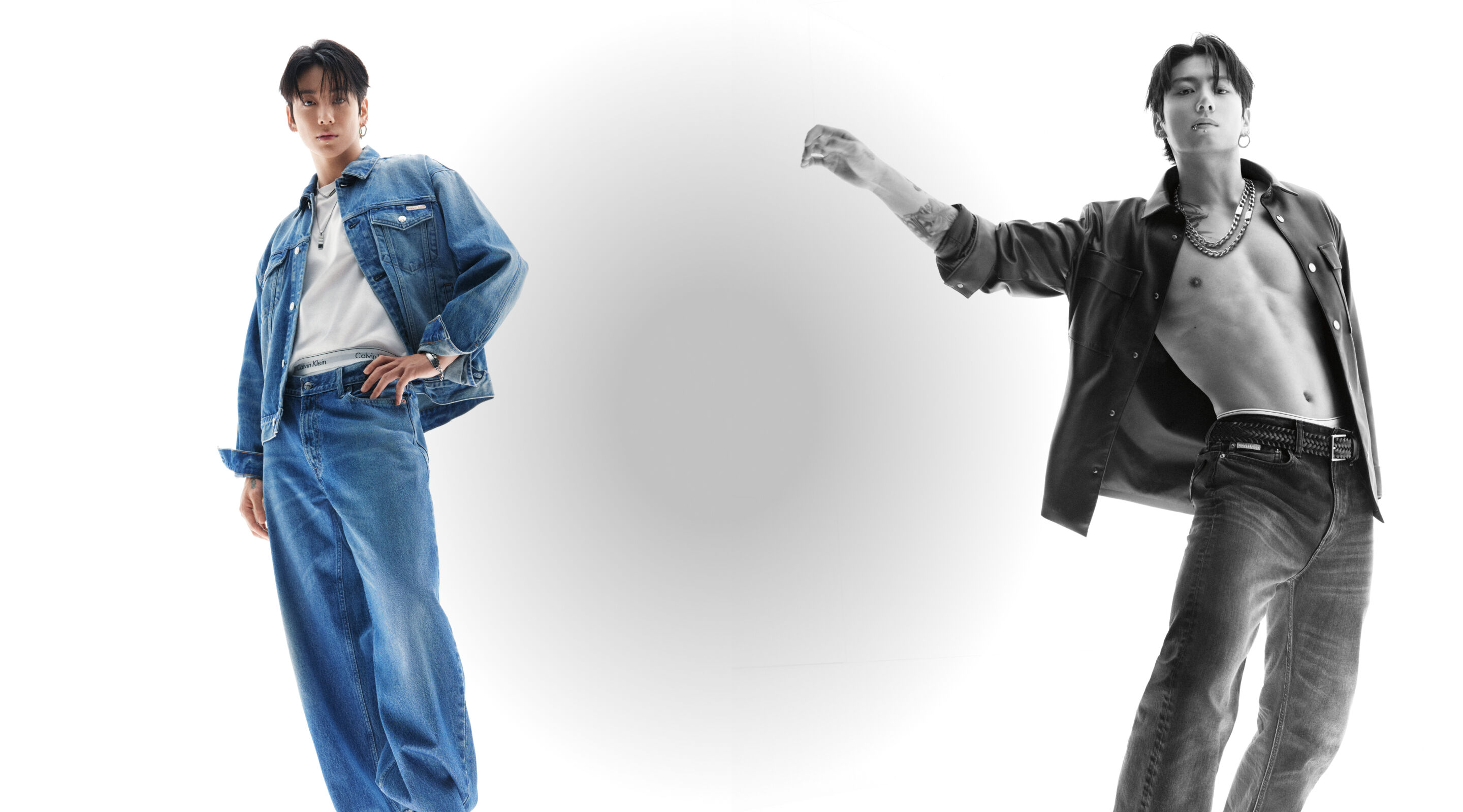 Calvin Klein featuring Jung Kook - Jung Kook Heats Up Full denim with a 90s edge. The denim worn low to  show off the iconic logo waistband